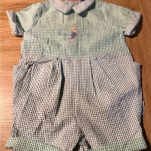 Green and Blue Checkered Baby Romper